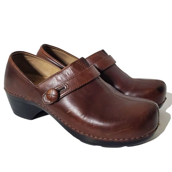 Dansko SOLSTICE Brown Clogs Monk Cordovan Chestnut Slip-On Mule 39 US 8.5 Womens - Picture 1 of 11
